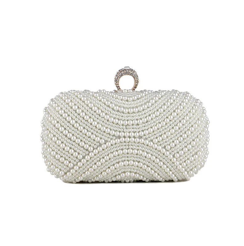 SEKUSA Beded women evening bags diamonds shell lady small day clutches party dinner wedding bridal hollow pearl handbags purse
