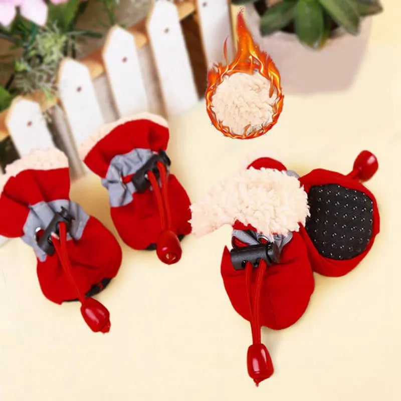 Winter Warm Pet Dog Shoes 4pcs/set Waterproof Antiskid Puppy Shoes for Small Medium Dogs Anti-slip Rain Snow Boots Pet Protectio