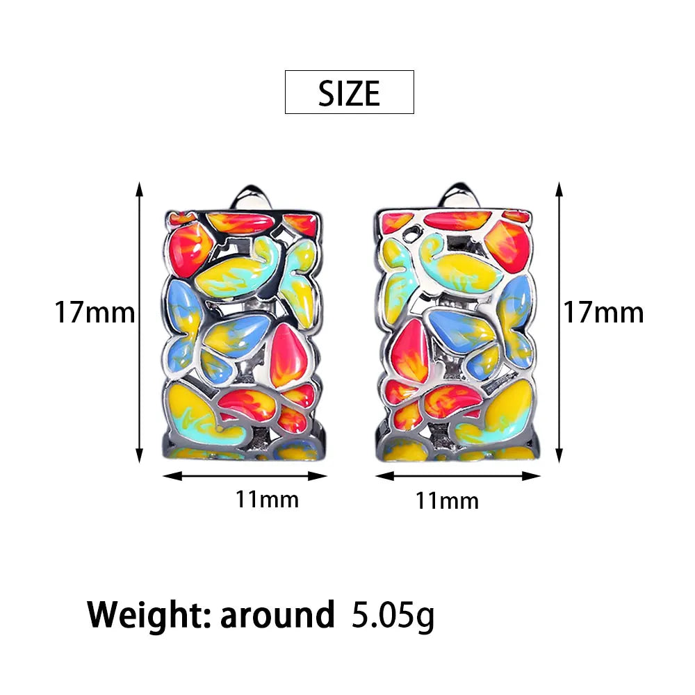 925 Silver Set For Women Color Handmade Enamel Butterfly Ring Jewelry Women's Jewelry Set Ring Necklace Earrings Women's Jewelry