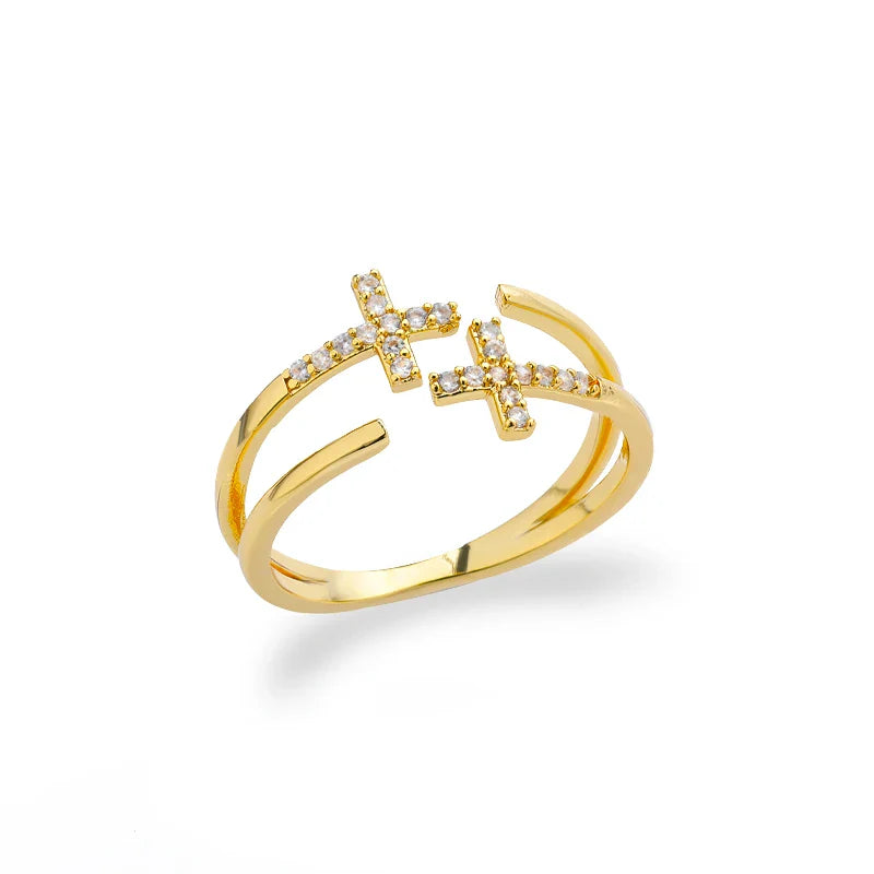 Cross Rings for Women Adjustable Gothic Cubic Zirconia Ring 2022 Trend Fashion Aesthetic Jewelry Wedding Band Gift anillos mujer