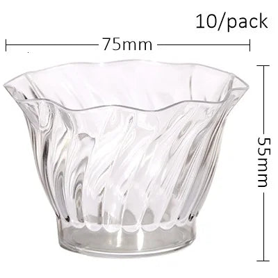 10 Pieces x Home Party Wedding Disposable Plastic Tableware Supplies, 75*62mm/100ml Mini Twisted Dessert Cup