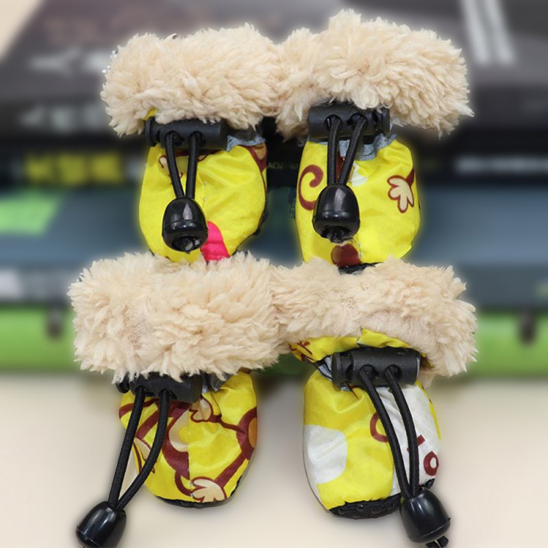 4PCS Dog Shoes Winter Super Warm Cotton Shoes Anti Slip Dog Boots Dogs Paw Protectors Puppy Shoes Pet Product Dog Accessories