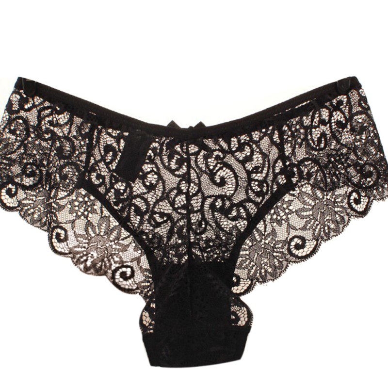 Women's Sexy Lingerie Full Lace Panties Big Size S-XL High-Crotch Transparent Floral Bow Briefs Underwear Culotte Femme