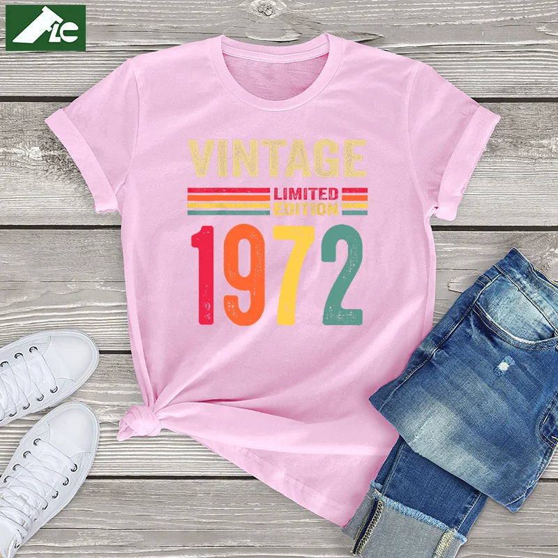 50 Year Old Gifts Vintage 1972 Limited Edition 50th Birthday T Shirt Cotton women's Tops Fashion Unisex Casual Female T Shirt