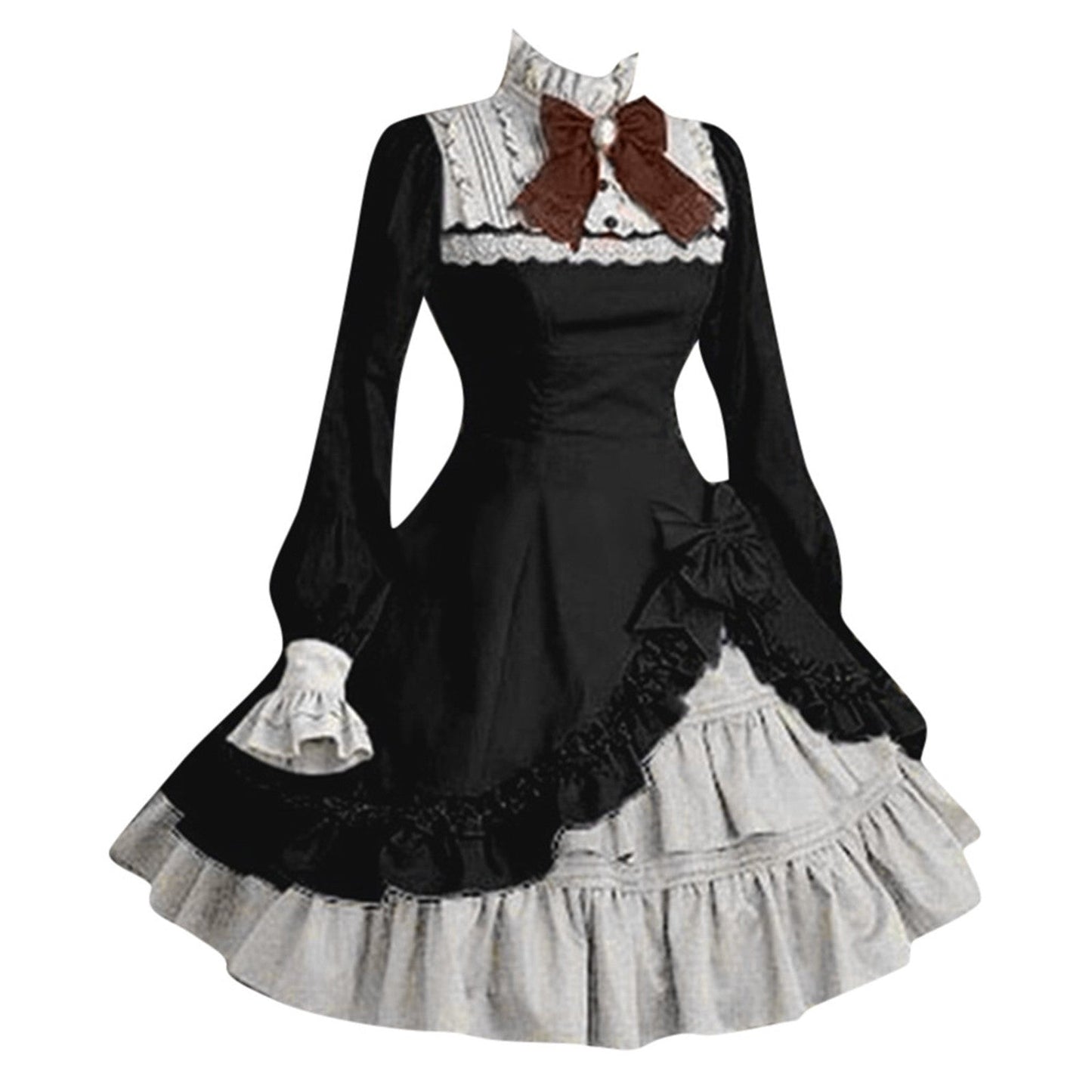 Gothic Lolita Dress For Women Cute Girls Lovely Maid Dress Vintage Ruffles Lace Medieval Elegant Party Dresses Cosplay Costume