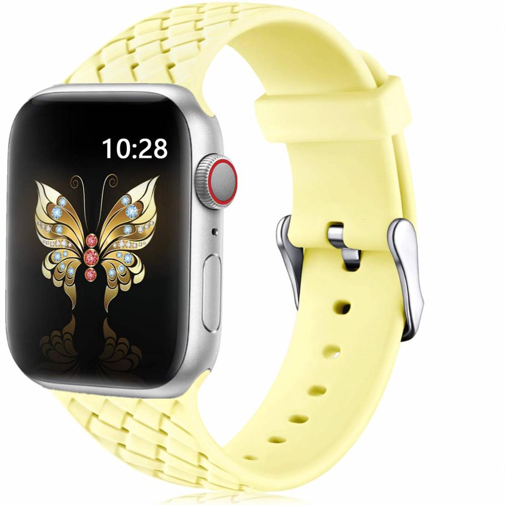 Silicone Strap for Apple watch band 44mm 40mm 45mm 41mm 42mm 38mm Accessories Woven Pattern bracelet iWatch series 6 5 4 3 SE 7