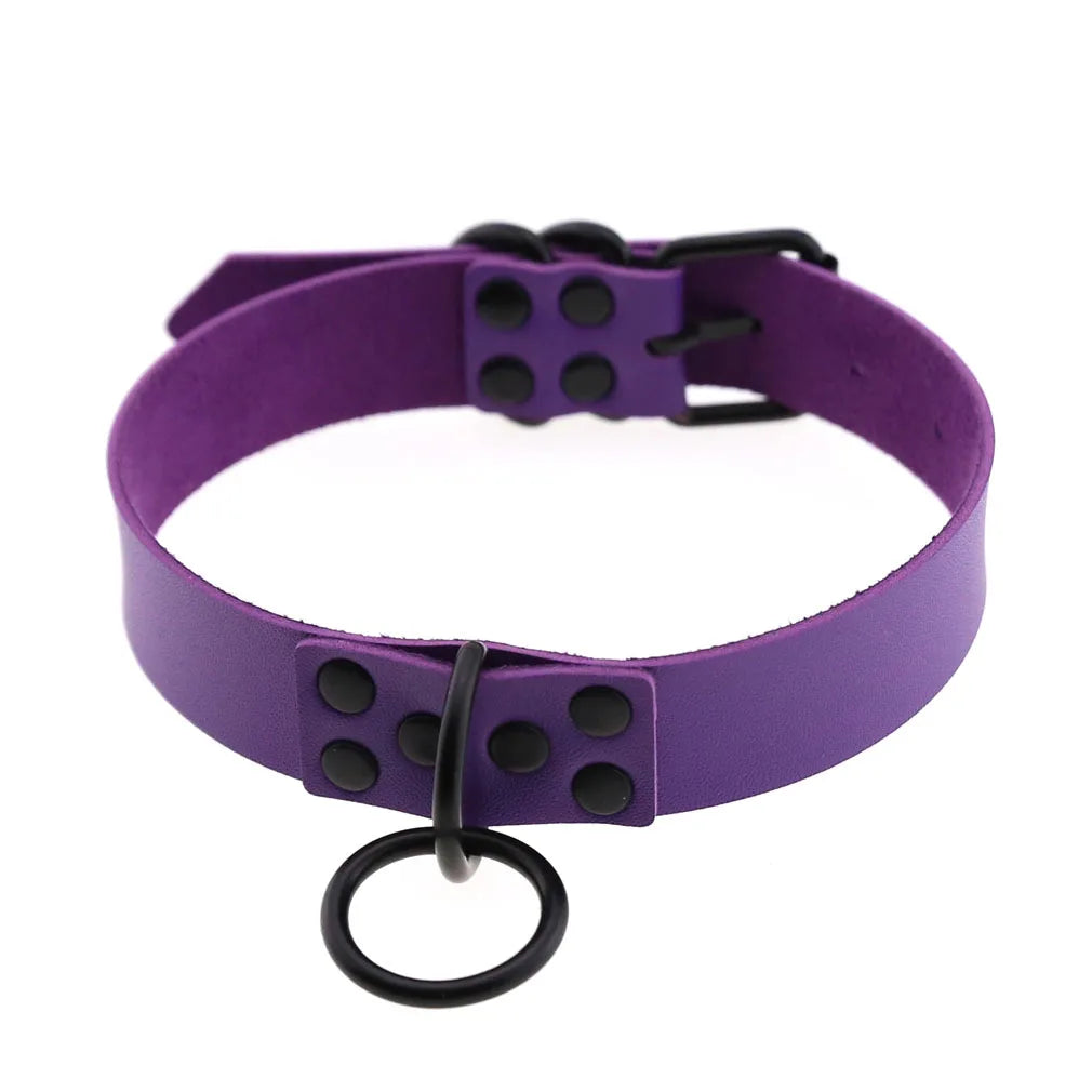 Emo Purple Goth Punk Leather Choker Necklaces Women Men Harajuku Black Rivet Metal Chian Necklace Halloween Cosplay Y2K Jewelry