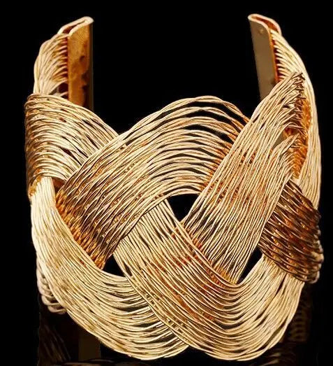 Exaggerated Wire Mesh Open Wide Bracelet Ins Small Fashion Net Red Metal Bracelet Women's Jewelry Charm Bracelets for Women