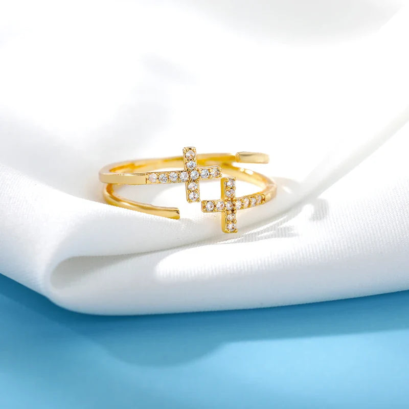 Cross Rings for Women Adjustable Gothic Cubic Zirconia Ring 2022 Trend Fashion Aesthetic Jewelry Wedding Band Gift anillos mujer