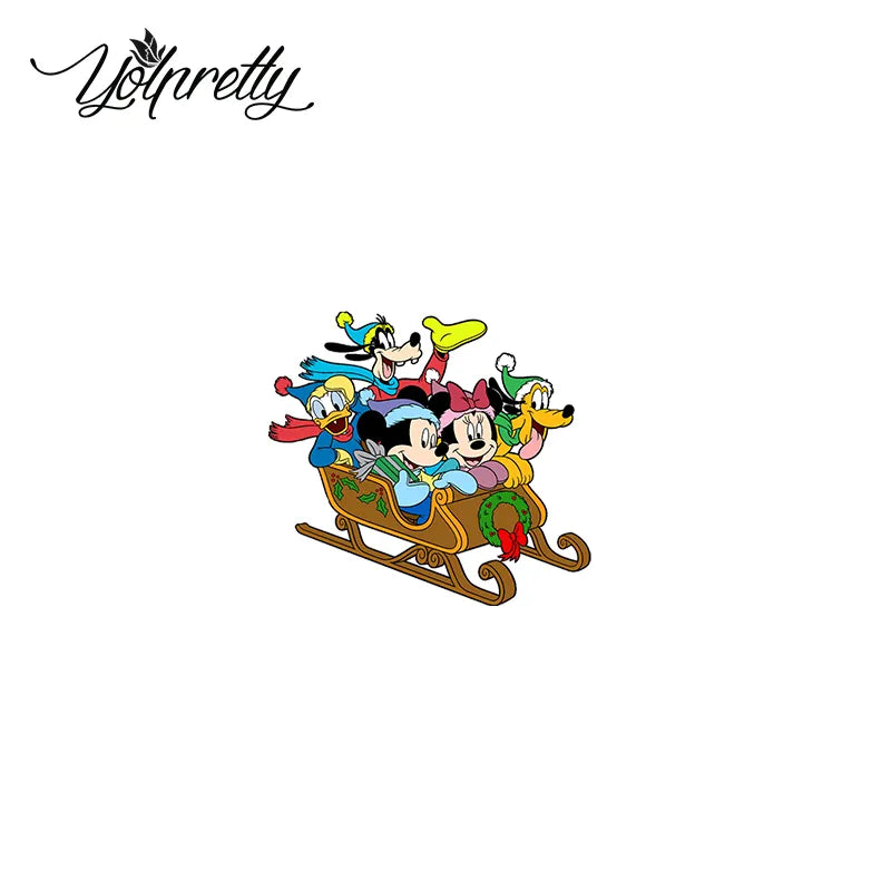 Christmas Mickey Mouse Minnie Pluto Cartoon Acrylic Brooches Resin Epoxy Acrylic Badge