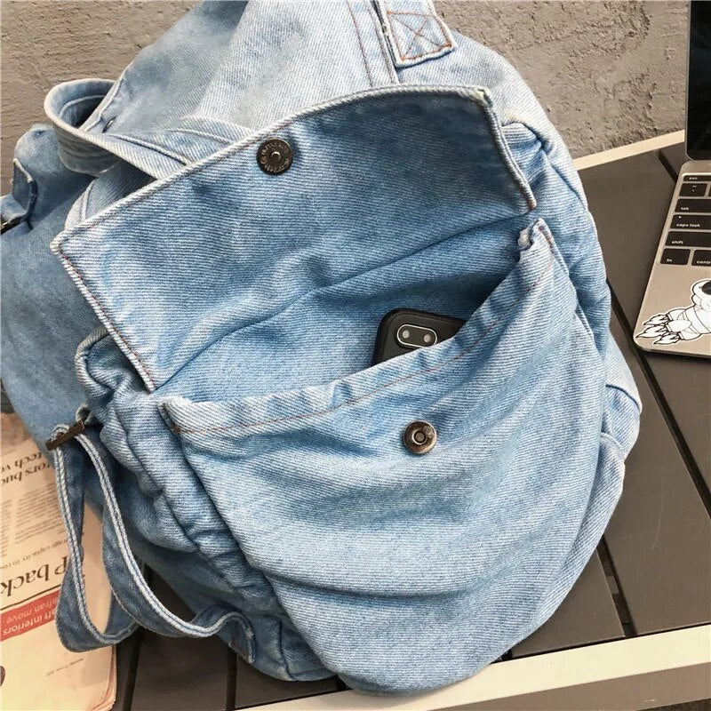 Women Denim Blue Shoulder Bag New Design Brand Female Canvas Jeans Tote Handbags Large Vintage Crossbody Travel Mochila