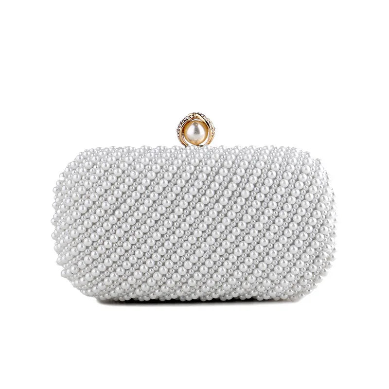 SEKUSA Beded women evening bags diamonds shell lady small day clutches party dinner wedding bridal hollow pearl handbags purse