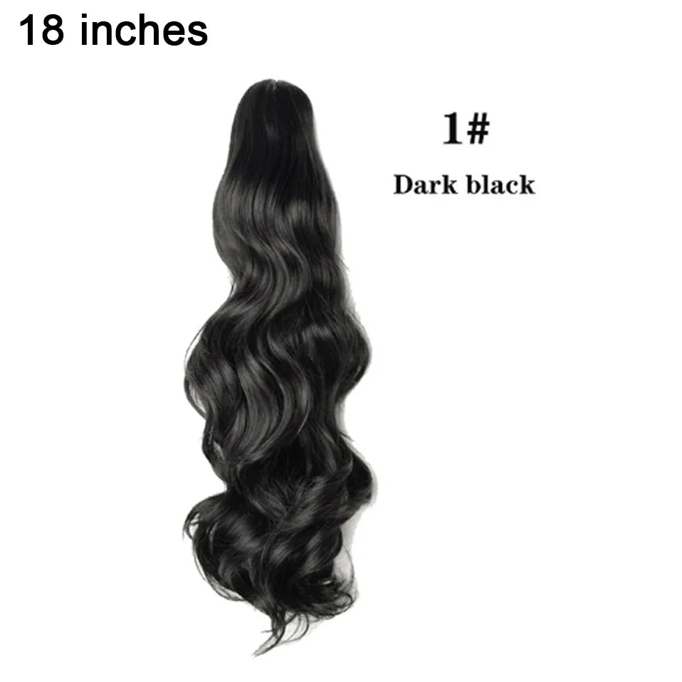 BENEHAIR Fake Ponytail Claw On Ponytail Long Wavy Clip In Hair Extension Hair Synthetic Hairpiece For Women Pony Tail Fake Hair