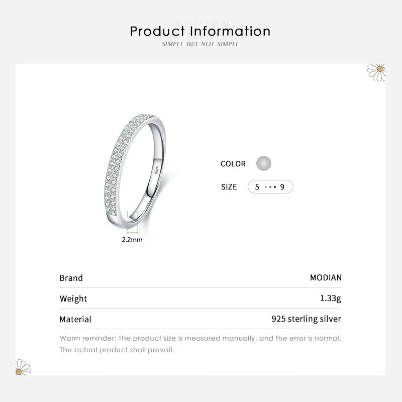 Modian Classic Design Jewelry  Sparkling Cubic Zirconia Ring with Real 925 Sterling Silver