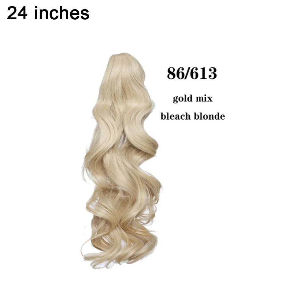 BENEHAIR Fake Ponytail Claw On Ponytail Long Wavy Clip In Hair Extension Hair Synthetic Hairpiece For Women Pony Tail Fake Hair