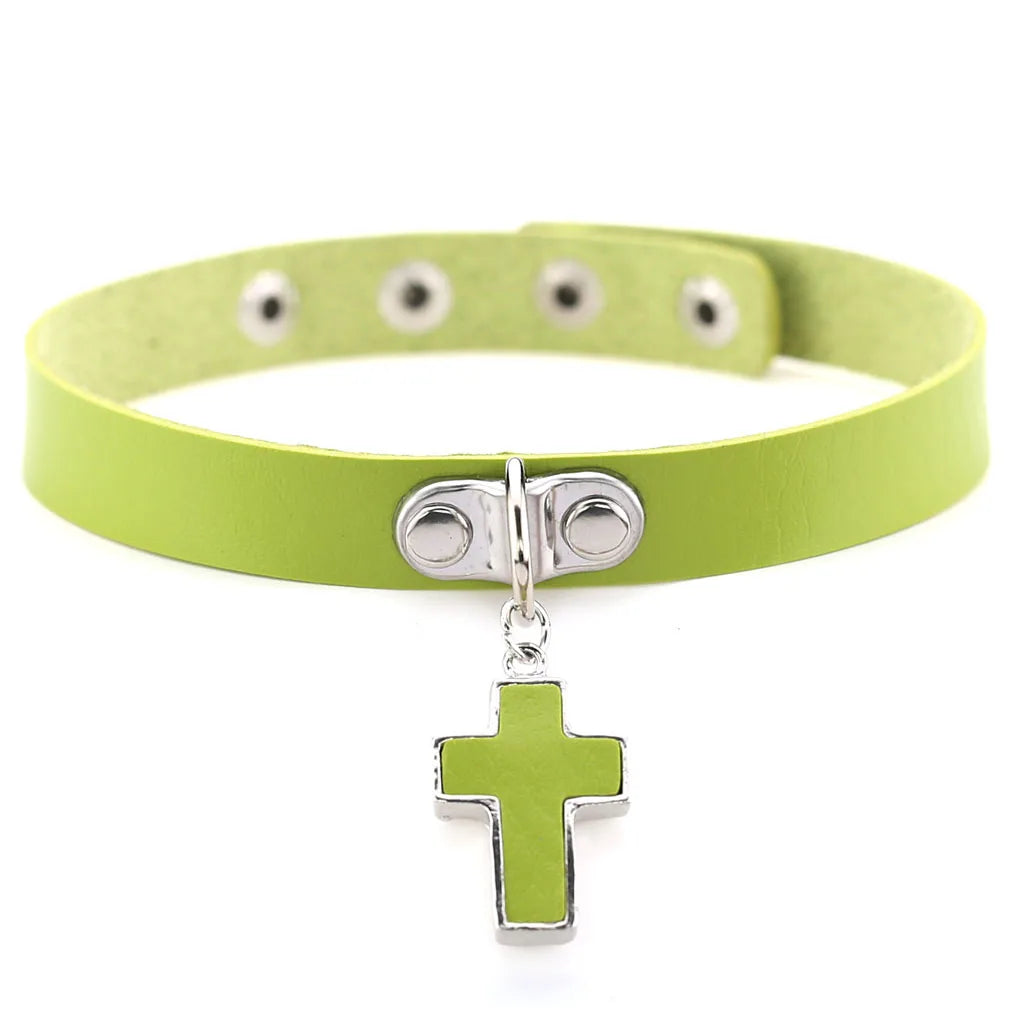 Halloween Cosplay Goth Green Choker Collar Necklaces For Women Emo Punk Balck Spike Geometry Pendant Necklace Y2K Jewelry Gifts