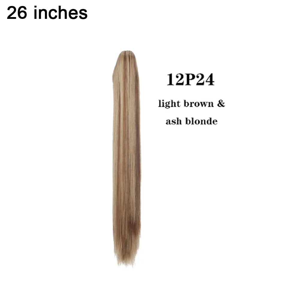 BENEHAIR Fake Ponytail Claw On Ponytail Long Wavy Clip In Hair Extension Hair Synthetic Hairpiece For Women Pony Tail Fake Hair