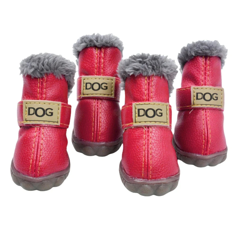 4Pcs/Set Winter Pet Dog Shoes Warm Snow Boots Waterproof Fur Small Dogs Non Slip Shoes For ChiHuaHua Pug Pet Product