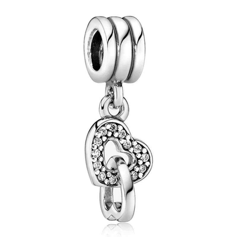 New Animal Footprint Musical Note Safety Chain Crown Boy Pendant Fits Pandora Charm Bracelet DIY Women's Original Beading Gifts