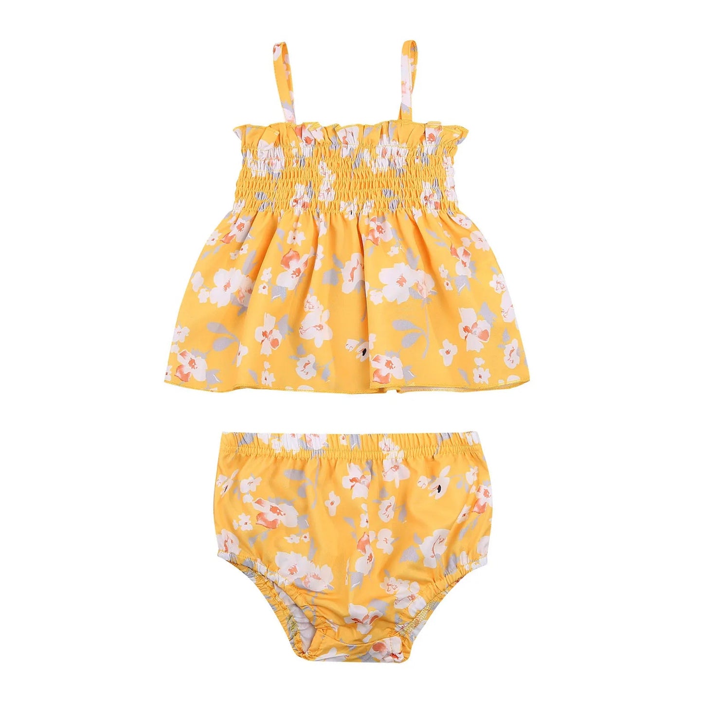 0-24M  Newborn Baby Girls Fashion 2-piece Outfit Set Sleeveless Floral Tops+Shorts Set for Kids Girls