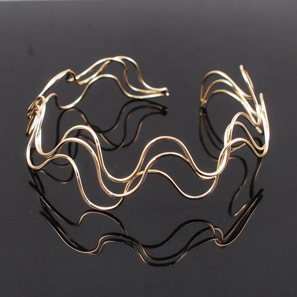 MANILAI Metal Torque Choker Necklace Punk Wide Alloy Collars Statement Necklace For Women Fashion Accessories Jewelry