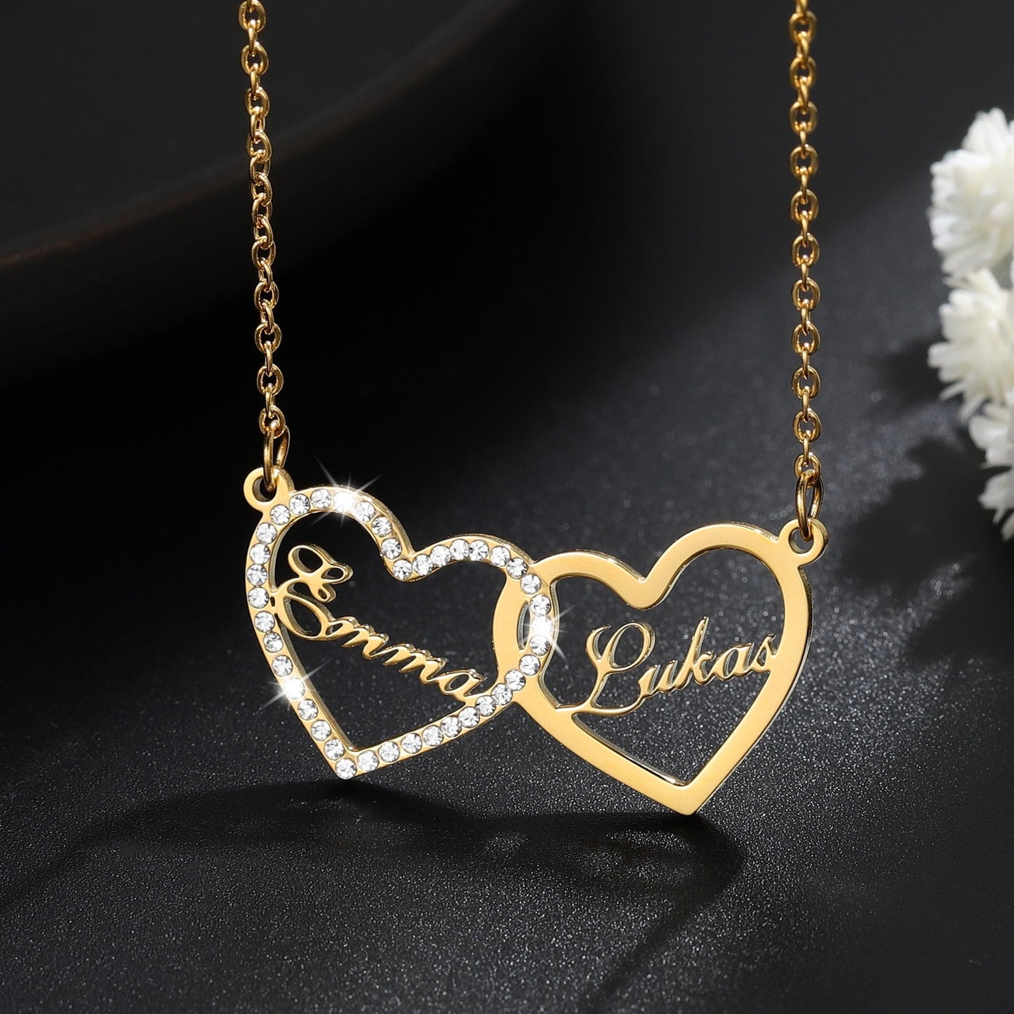 Custom Heart Necklace Personalized Name Necklace Iced Out Choker Custom Crystal Pendant Chain Jewelry For Women Best Friend Gift