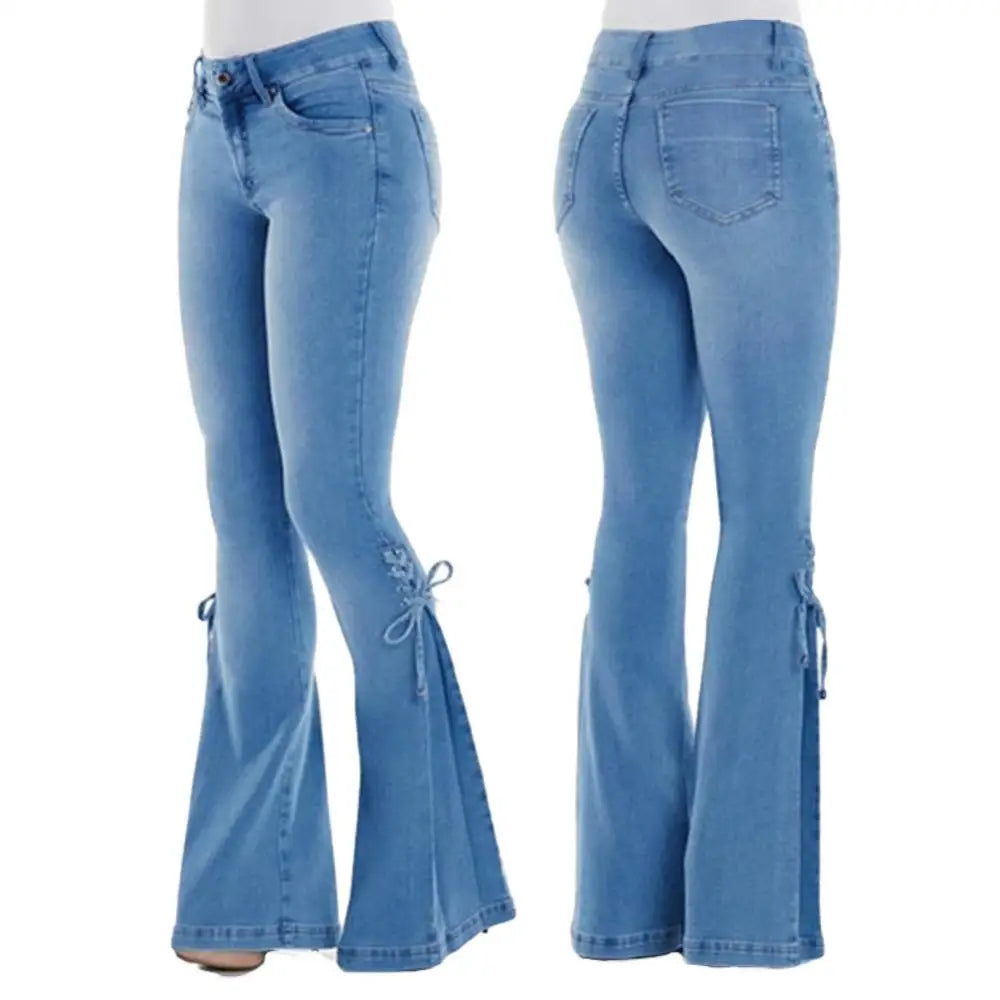 Benuynffy Button Fly Women's Raw Hem Flare Jeans Autumn Fashion Woman Denim Pants Jean Femme High Waist Full Length Slim Jeans