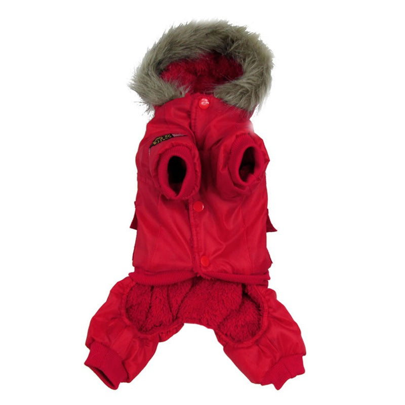 Winter Warm Dog Clothes Fleece Dog Coat Pet Hooded Jumpsuit For Small Medium Dog Cats Super Thicken Dog Jacket Pet Overalls