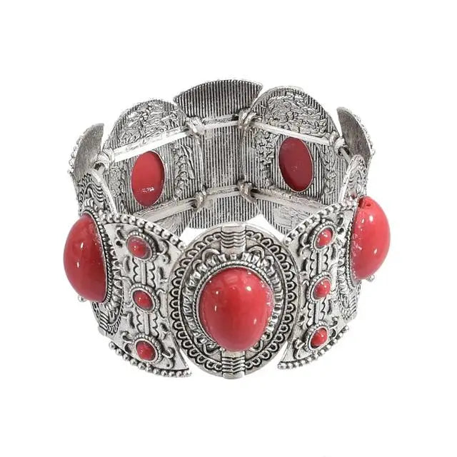 Gypsy Bohemian Coin Bracelets for Women Metal Vintage Flower Statement Bracelets Festival Turkish Beach Jewelry Tribal Ethnic