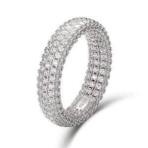 Hip Hop Real 925 Sterling Stamp Ring Luxury Full Cubic Zircon Gold Charm Jewelry Punk Male Women Finger Rings Size 7-10 Unisex