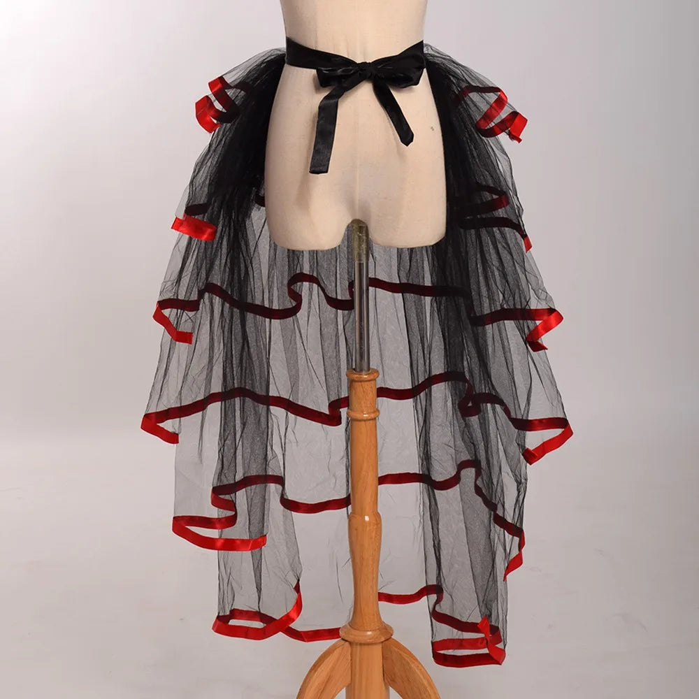 Steampunk Skirt Ruffles Tulle Overskirt Women Lady Gothic Punk Sexy Lolita Cocktail Party Puffy Mermaid Overskirts