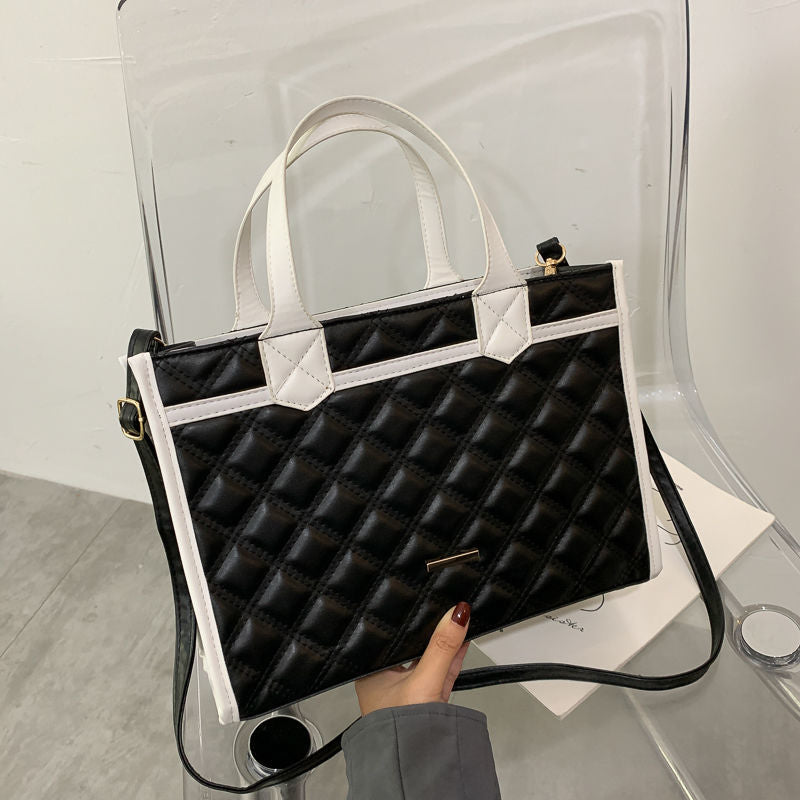 Lattice Large Tote bag 2021 Fashion New High quality PU Leather Women's Designer Handbag High capacity Shoulder Messenger Bag