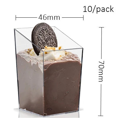 10 Pieces x Home Party Wedding Disposable Plastic Tableware Supplies, 75*62mm/100ml Mini Twisted Dessert Cup