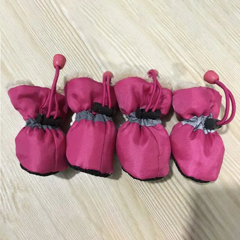 Winter Warm Pet Dog Shoes 4pcs/set Waterproof Antiskid Puppy Shoes for Small Medium Dogs Anti-slip Rain Snow Boots Pet Protectio