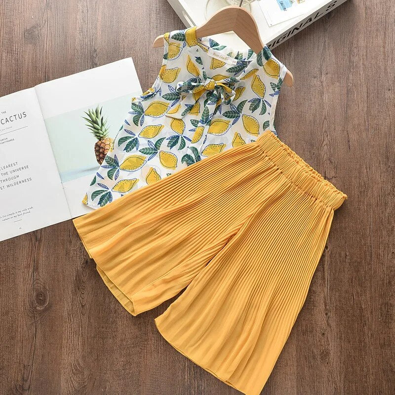 2023 Blast Fashion Girl Clothing Sleeveless O-Neck Polka Bow Shorts Girl Children Summer Clothes Baby Girl Clothes 2 Piece Sets