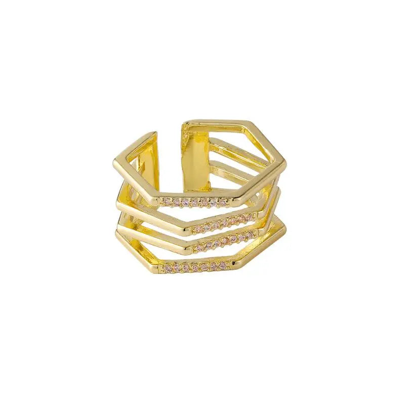 2021 Korean New Exquisite Multi-layer Geometric Ring Fashion Temperament Simple Opening Ring Women's Jewelry