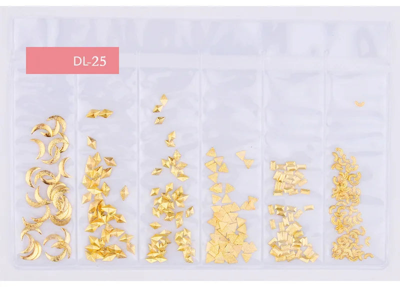 Star Month Hollow Gold and Silver Nail Art Metal Shell 3D Nail Decoration Studs Rhinestones Nail Art Design Charms Stone 1 Bag