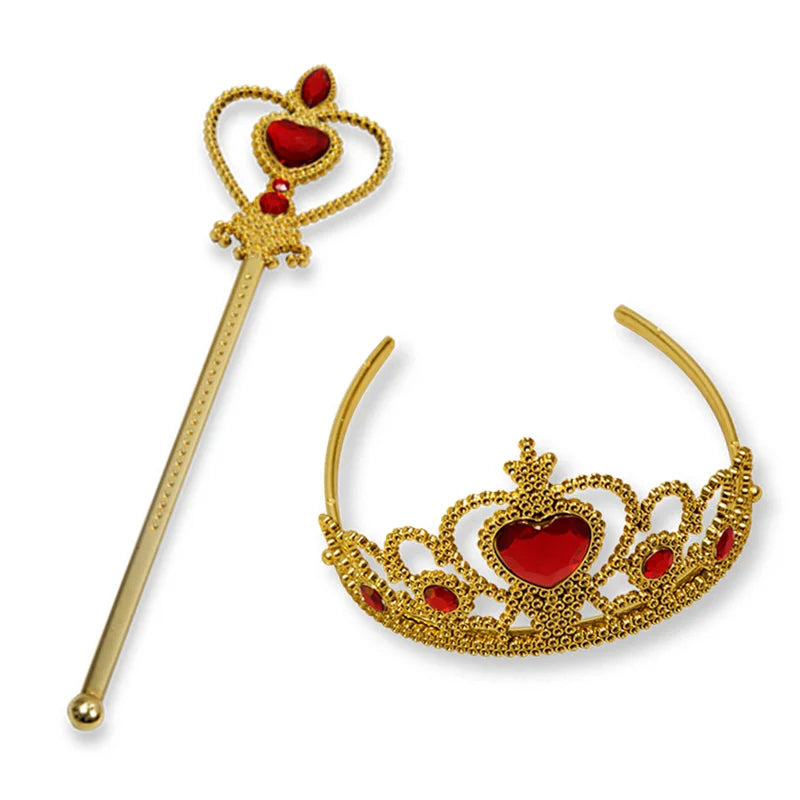Girls Elsa  Kids Princess Accessories Set 2Pcs Crown Crystal Magic Stick for Child Cospaly Performance Costume Birthday Gifts