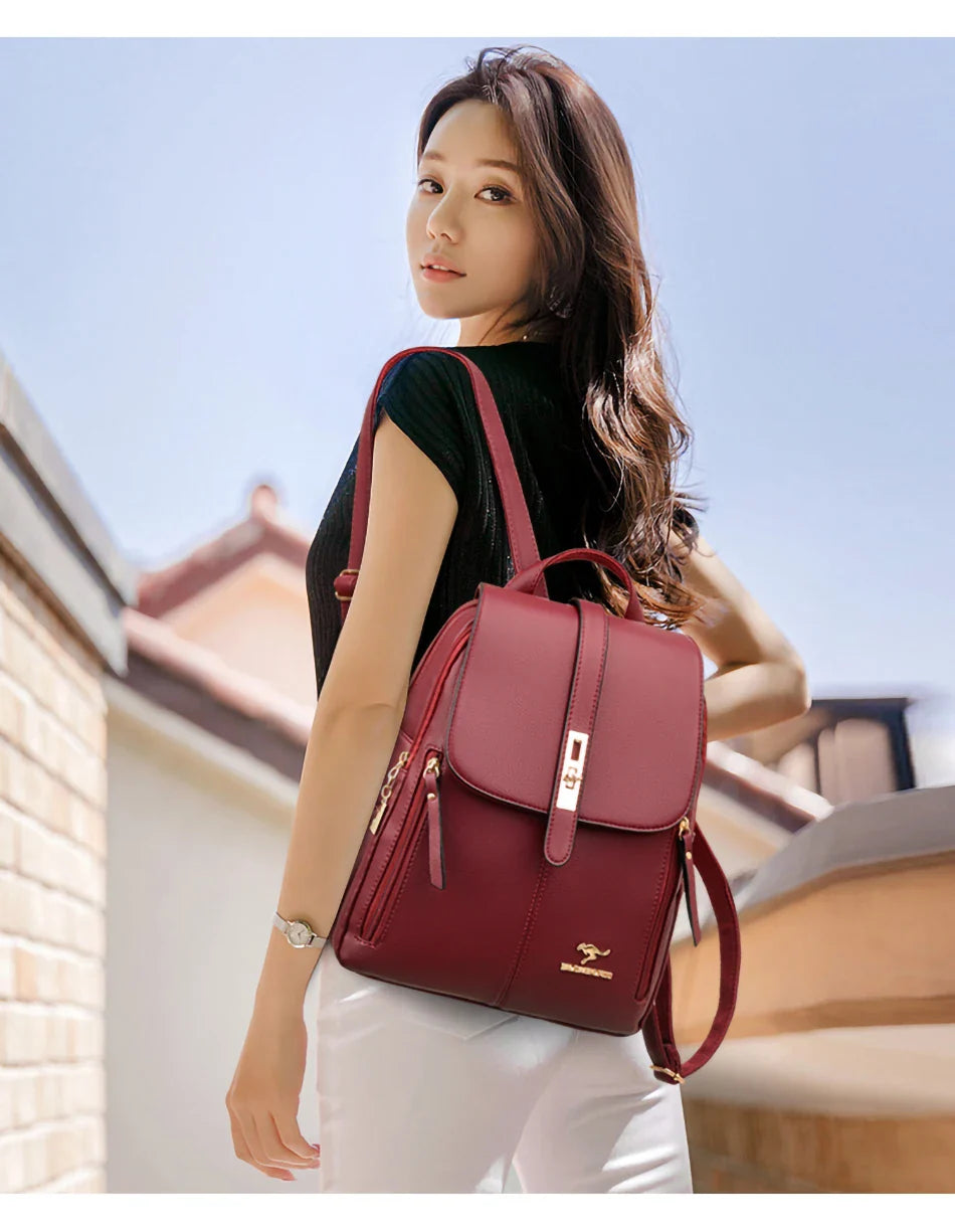 Women Large Capacity Backpack Purses High Quality Leather Female Vintage Bag School Bags Travel Bagpack Ladies Bookbag Rucksack