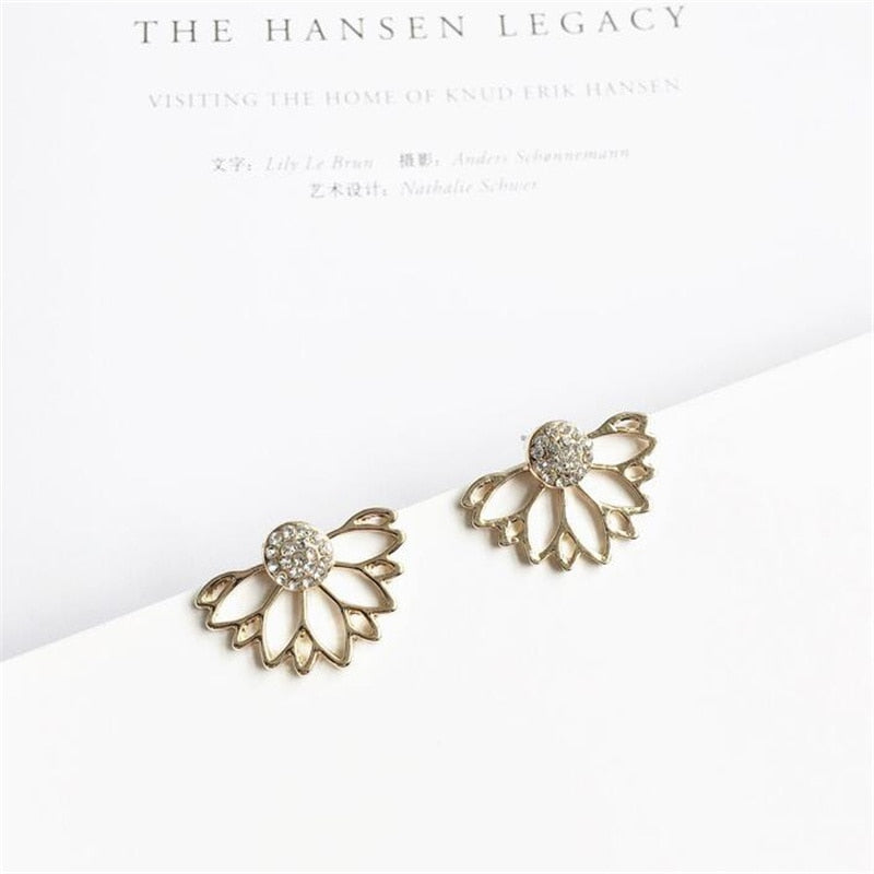 New Crystal Flower Drop Earrings for Women Fashion Jewelry Gold Colour Rhinestones Earrings Gift for Party Best Friend