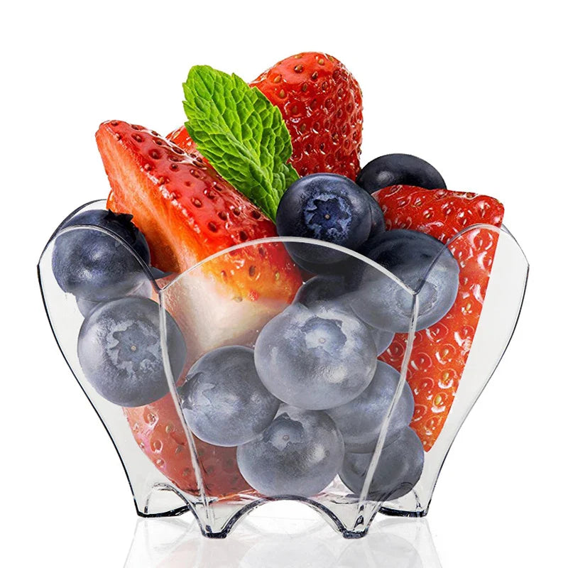 20 Pieces x Home Party Disposable Plastic Tableware Supplies, 70*44mm/60ml Petal Dessert Cake Bowl