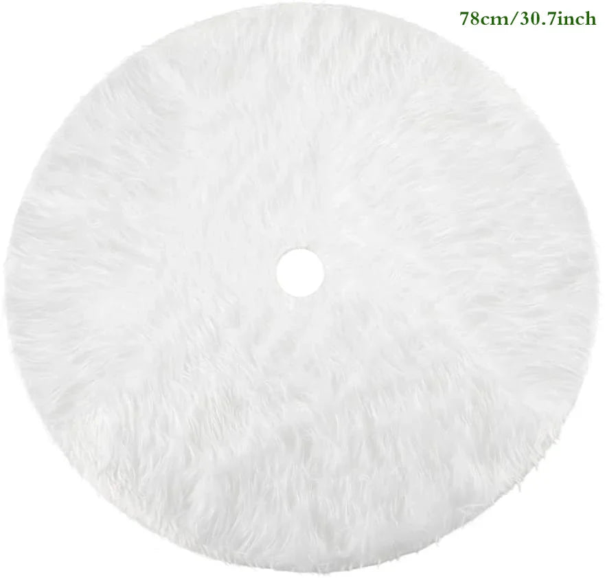 Christmas Tree White Faux Fur cover. Merry Christmas New Year Home Xmas-Tree Christmas Decorations For Tree