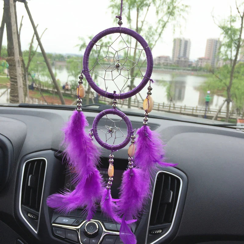 Two Rings Handmade feather dream catcher home hangings car decorations free shipping cheap dreamcatchers