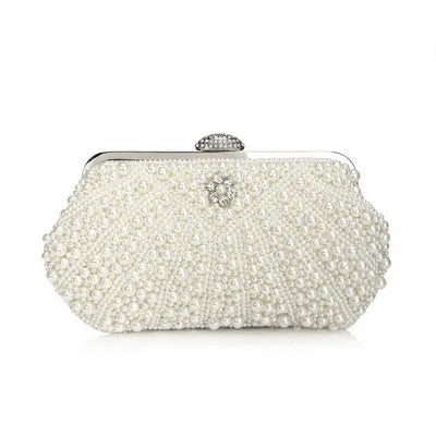 SEKUSA Beded women evening bags diamonds shell lady small day clutches party dinner wedding bridal hollow pearl handbags purse