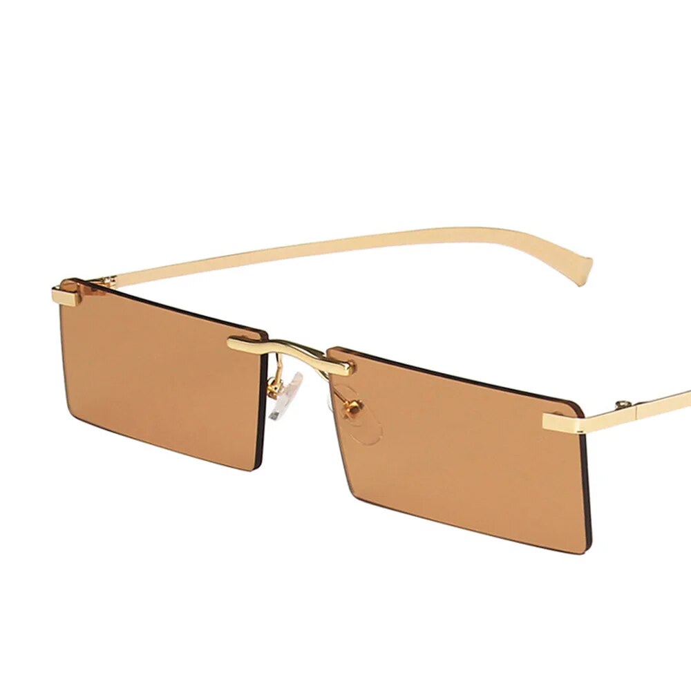 Rimless Rectangle Women's Sunglasses 2023 Luxury Brand Desigb Tinted Lens Sun Glasses Fashion Square Eyewear Shades for Female