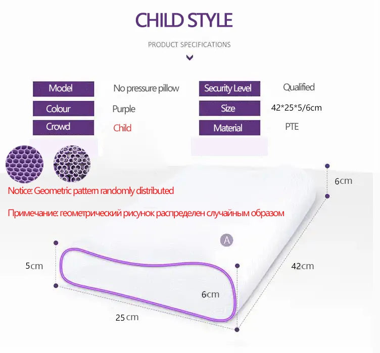 New TPE Cool Breathable Bed Pillow Protection Cervical Washable Pillows With Pillowcase For Neck Message Sleep Travel Purple
