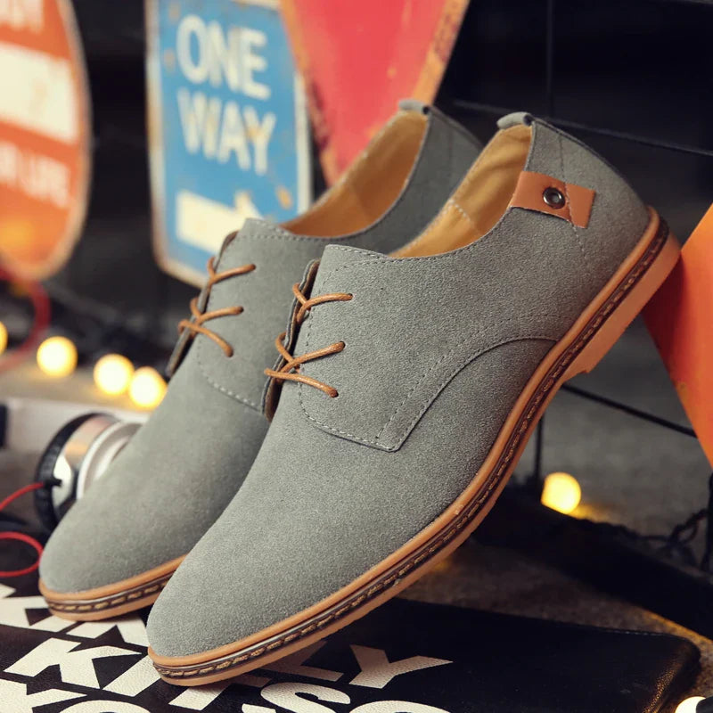 2024 Spring Suede Leather Men Shoes, Oxford Casual Shoes Classic Sneakers Comfortable Footwear.