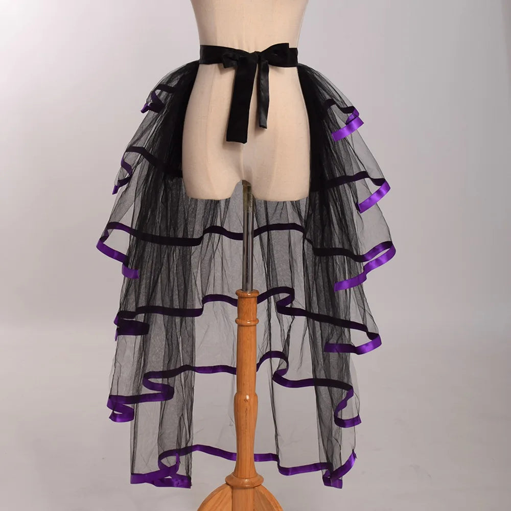Steampunk Skirt Ruffles Tulle Overskirt Women Lady Gothic Punk Sexy Lolita Cocktail Party Puffy Mermaid Overskirts