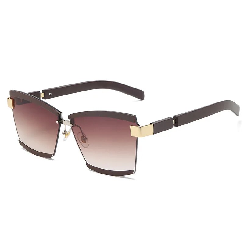 Rimless Luxury Sunglasses Square Men Women Fashion Shades UV400 Vintage Glasses Lady Brand Designer Gradient Shades Eyeglasses