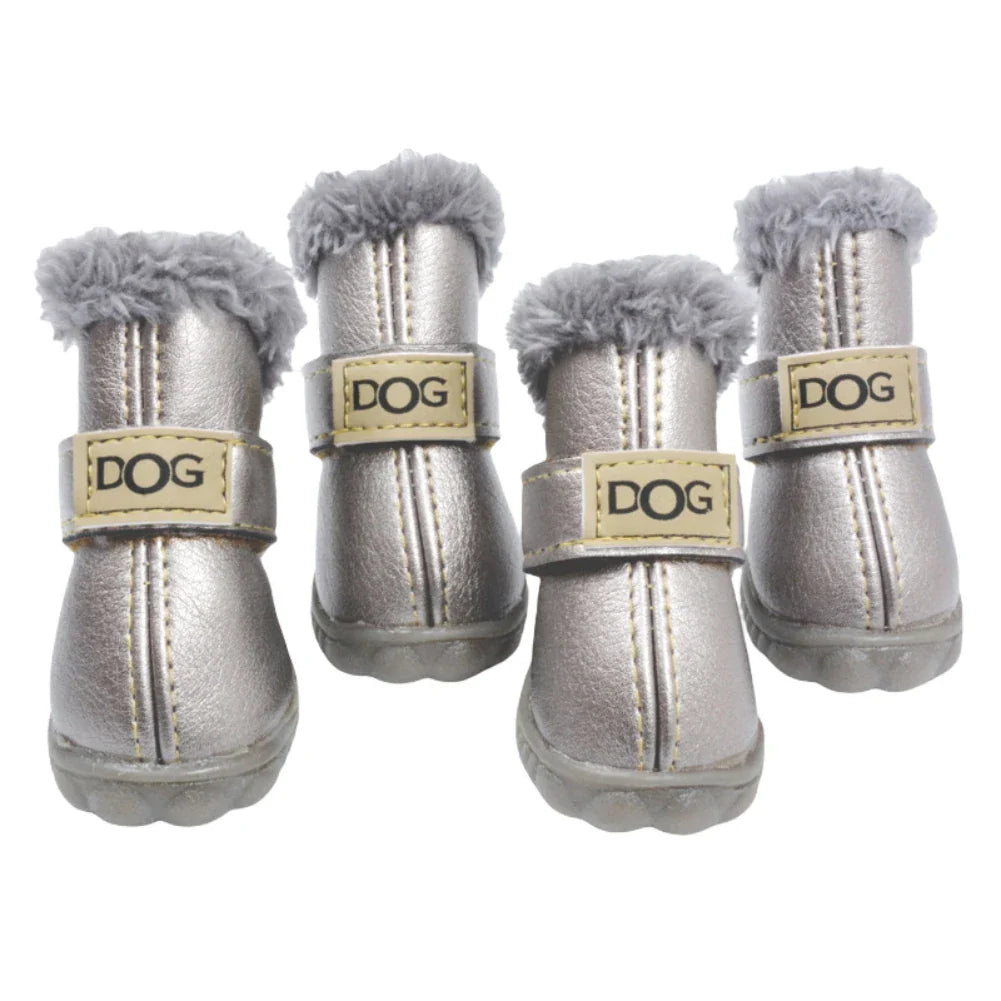 4Pcs/Set Winter Pet Dog Shoes Warm Snow Boots Waterproof Fur Small Dogs Non Slip Shoes For ChiHuaHua Pug Pet Product